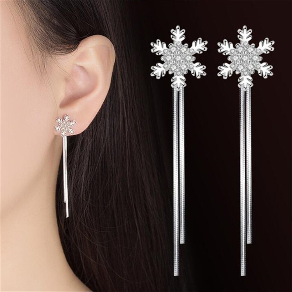 S925 Snowflake Stud Earrings
