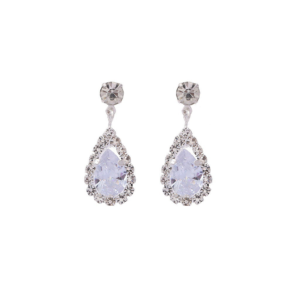 New Water Drop Diamond Stud Earrings Fashionable Temperament Tear Stud Earrings Personalized And Simple Earrings Women Silver Stud Earrings Eardrops