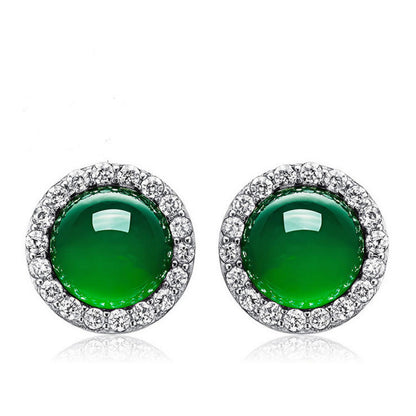Natural Chalcedony Stud Earrings