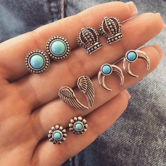 Turquoise Geometric Stud Earrings